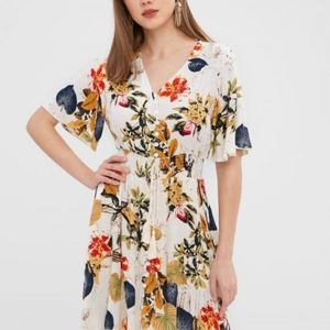 Milumia Women's Boho Button Up Split Floral Print